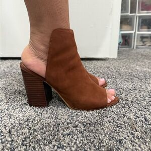 Brown Block Heel Mules